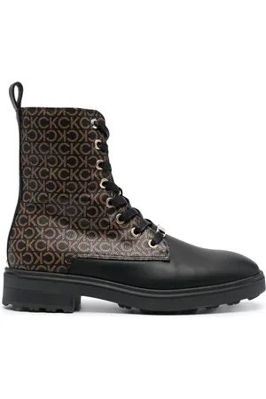 Calvin Klein Lace-up monogram biker boots