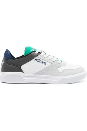 Roberto Cavalli Logo-print panelled leather sneakers