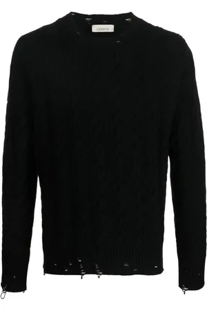 LANEUS Cable-knit crew neck sweater