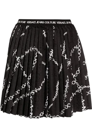 VERSACE Chain-link print pleated skirt