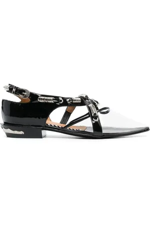 TOGA PULLA Ring-detail leather ballerina shoes