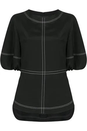 GOEN.J Topstitching puff-sleeves blouse