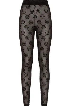 Philipp Plein Monogram-pattern tulle leggings