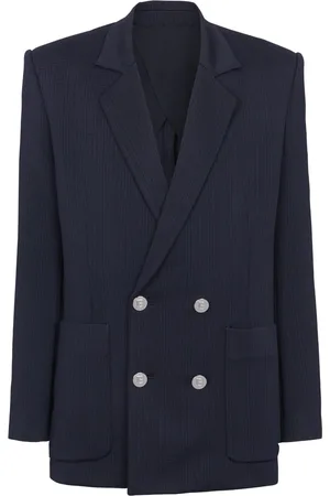 Balmain Monogram-pattern double-breasted blazer