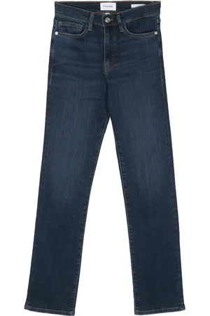Frame Whiskering-effect straight-leg jeans