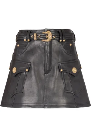 Balmain Belted leather miniskirt