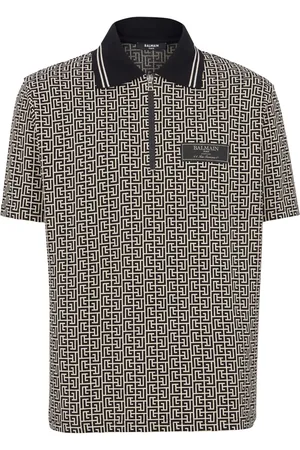 Balmain Monogram jacquard zipped polo shirt