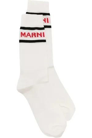 Marni Contrast-trim intarsia-knit logo socks