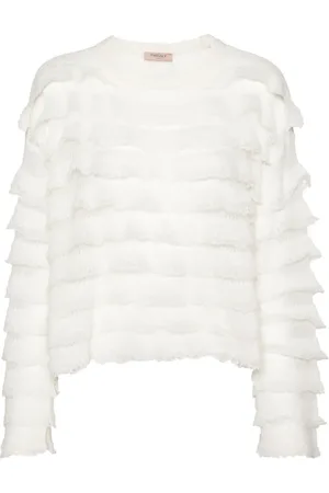 Twin-Set Ruffled open-knit jumper