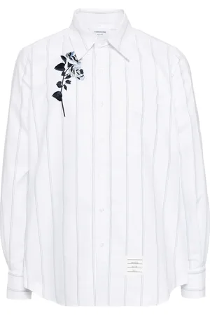 Thom Browne Floral-embroidered poplin shirt