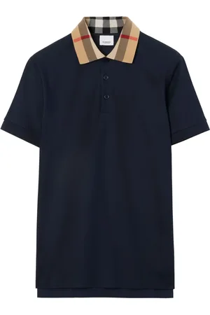Burberry Checked-collar cotton polo shirt