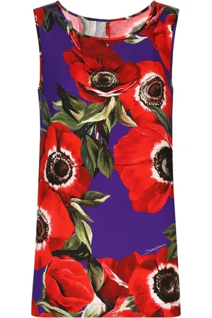 Dolce & Gabbana Poppy-print round-neck tank top