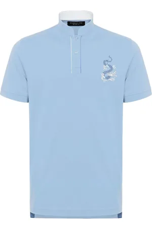 SHANGHAI TANG Dragon-embroidery cotton polo shirt