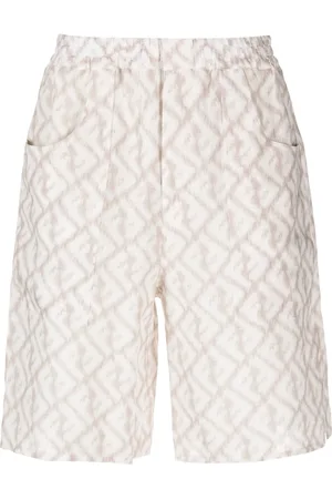 Fendi Abstract-print linen shorts