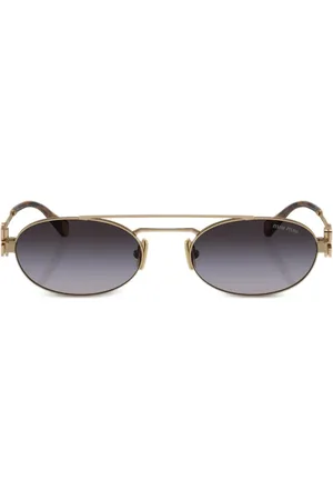 Miu Miu Logo-lettering oval-frame sunglasses