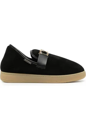 Lanvin Velvet logo-buckle slippers