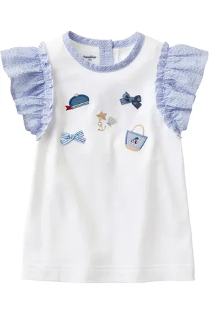 Familiar Ruffle-trim cotton T-shirt