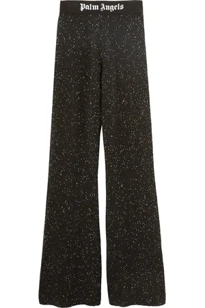 Palm Angels Logo-print knitted flared trousers