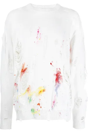 MOSTLY HEARD RARELY SEEN Distressed paint-splatter sweatshirt