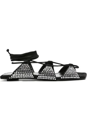 The Attico Crystal-embellished square-toe leather sandals