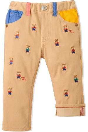 Miki House Embroidered-motif straight-leg trousers