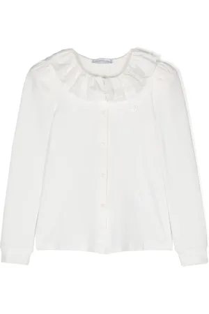 MONNALISA Rhinestone-monogram cotton blouse