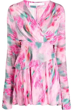 IRO Abstract-print long-sleeve mini dress