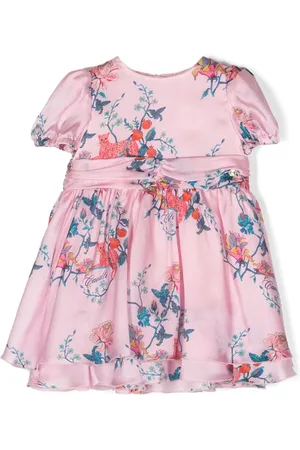 Roberto Cavalli Floral-print short-sleeve silk dress