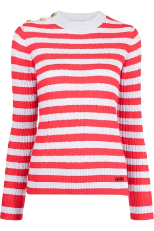 Ganni Striped cable knit jumper