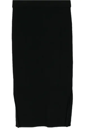 N.PEAL Side-slit cashmere skirt