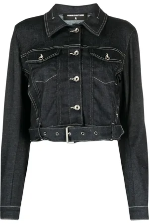 Patrizia Pepe Cropped contrast-stitch denim jacket