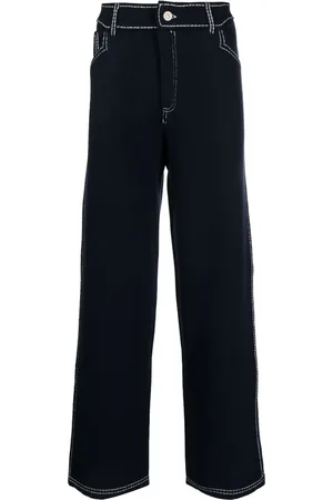 Barrie Contrast-stitching denim-effect trousers
