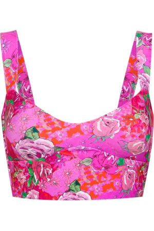 AMIR SLAMA Floral print cropped top