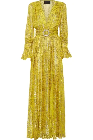 Philipp Plein Metallic-threading front-slit maxi dress