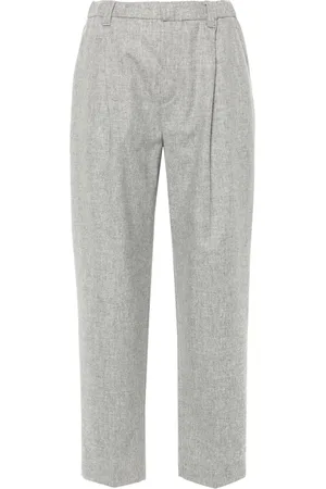Brunello Cucinelli M??lange pleated tapered trousers