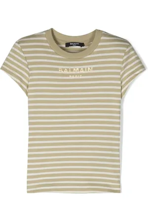 Balmain Logo-print striped cotton T-shirt