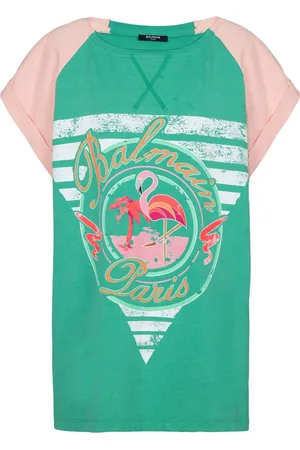 Balmain Flamingo-print cotton T-shirt