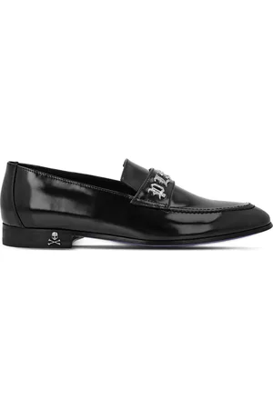 Philipp Plein Gothic logo-plaque leather moccasins