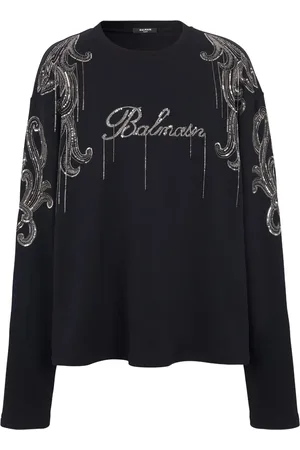 Balmain Logo-embroidered cotton jumper