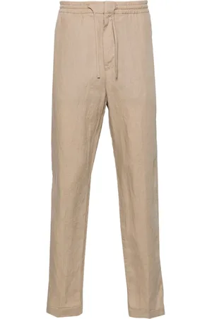 CANALI Mid-rise tapered linen trousers