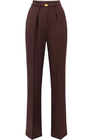 Elisabetta Franchi Contrast-topstitching wool straight trousers