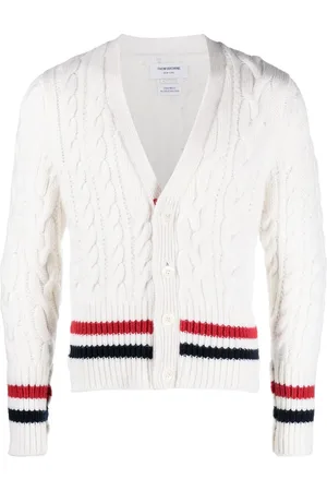 Thom Browne RWB cable-knit V-neck cardigan