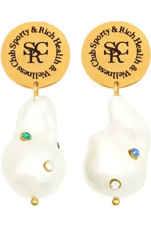 Sporty & Rich Rhinestone-embellished pearl earrings