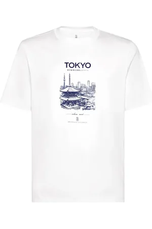 Brunello Cucinelli Tokyo-print cotton T-shirt