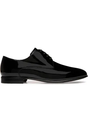 Bally Almond-toe patent-finish derby shoes