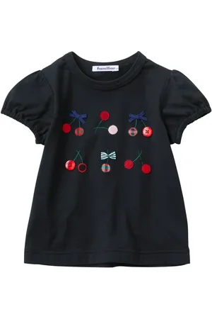 Familiar Cherry-appliqu?? cotton T-shirt