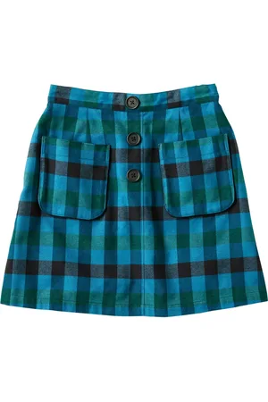 Familiar Check-print cotton skirt