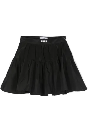 Msgm Logo-waistband flared skirt