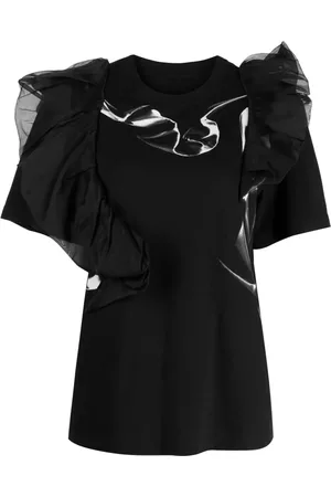 JNBY Ruffled crew-neck cotton T-shirt