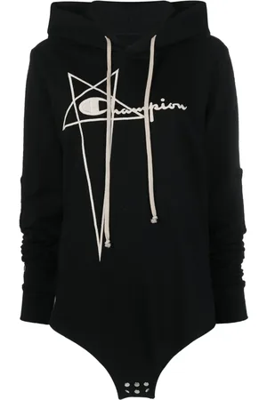 Rick Owens Logo-embroidered organic-cotton hoodie